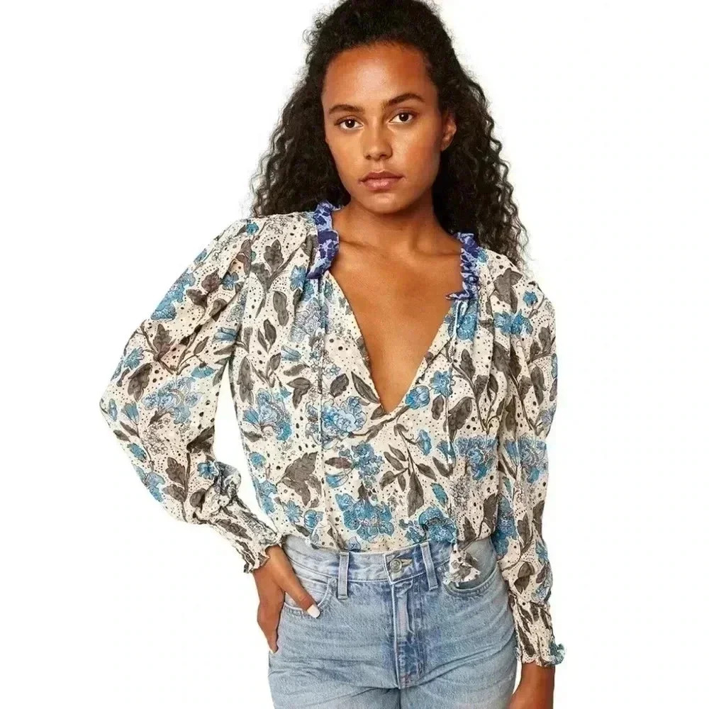 MISA Los Angeles Siena Top in Jaipur Floral Mix size Medium